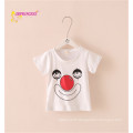 Prix ​​total en stock plaine blanc enfants t-shirt avec clown impression enfants t-shirt enfants sport porter